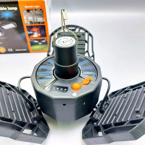 Складная гаражная подвесная лампа на 3 лепестка LED Deformable lamp XF-701 (USB+солнечная батарея, 5 режимов работы)