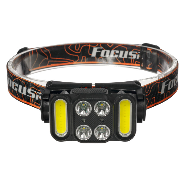 Фонарь налобный FOCUSray 1305 акку 18650 1200 мАН 3,7V .сенсор,индикатор зарядки,4 диода  4W+ 2 СОВ 3W 1/180, шт