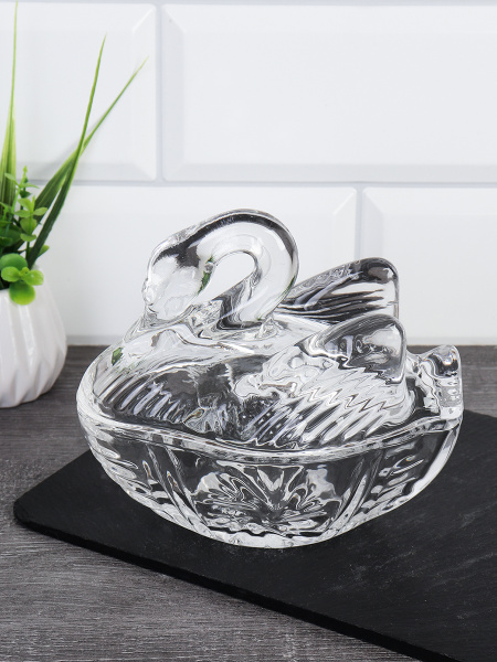 Икорница Лебедь 200 мл 13,5x8,5 см / G24012 /уп 36/*