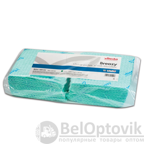 Салфетка VILEDA "Бризи", КОМПЛЕКТ 25 шт., объемное микроволокно, зеленая, 35х35 см, 120131