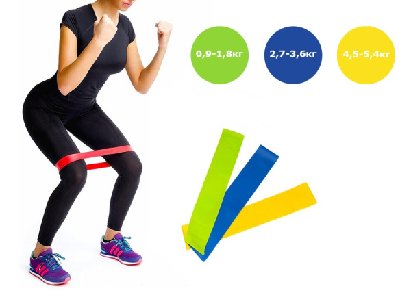 Набор фитнес-резинок «Strong», Цвет зеленый, синий, желтый