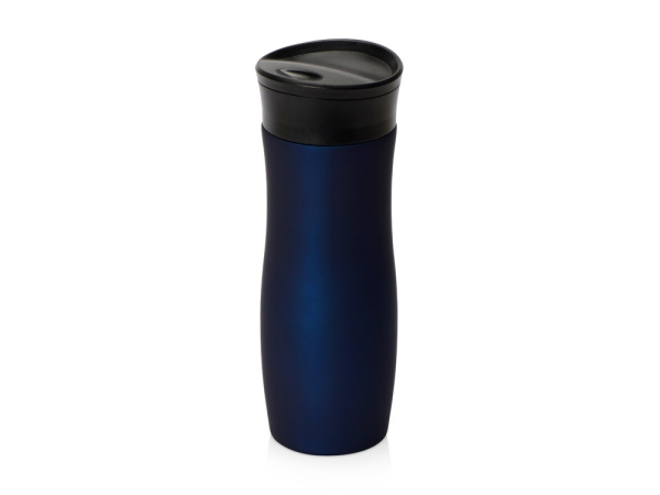 Вакуумная герметичная термокружка «Streamline» с покрытием soft-touch, Цвет темно-синий/черный