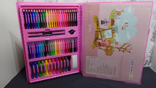 Набор для рисования (творчества) в чемоданчике The Best Gift For Kids с мольбертом, 176 предметов Розовый