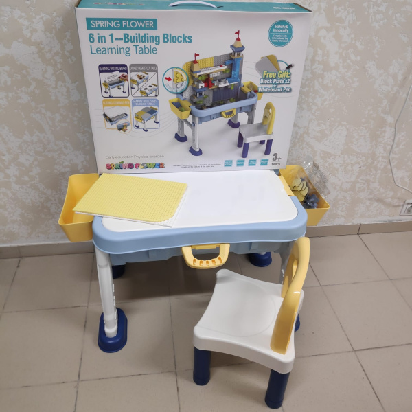 Развивающий стол со стульчиком Spring Flower 6 in 1 Building Blocks