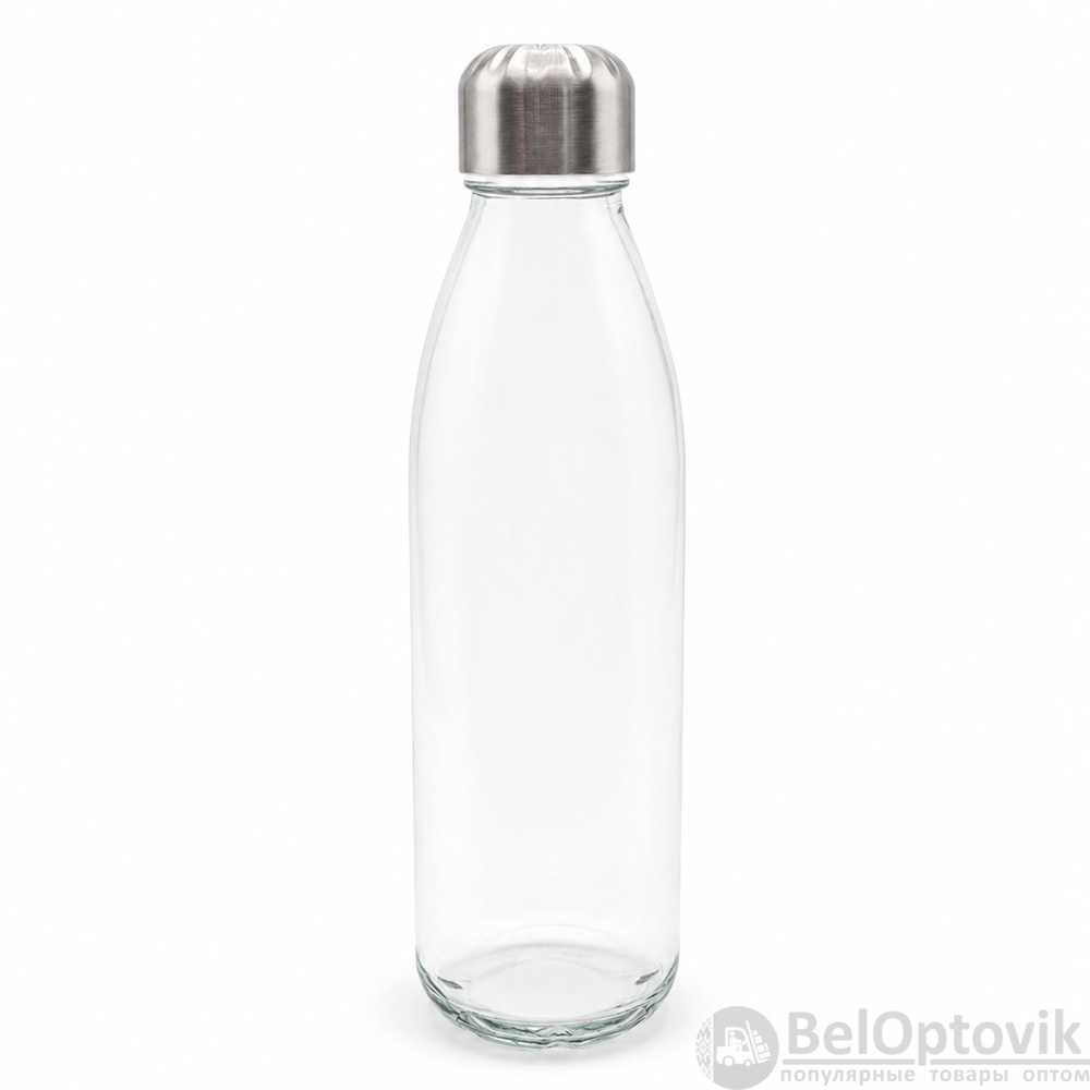 Бутылка стеклянная с манжетой и держателем Glassy, синяя