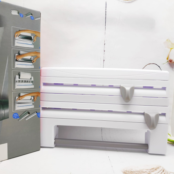 Кухонный диспенсер Органайзер Comfortable kitchen 4 в 1 (бумажные полотенца, пищевой пленка, фольга, полка для специй) 38 см