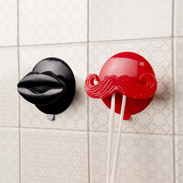 Крючок для ванной пластиковый "Mustache&Lips", 2шт.