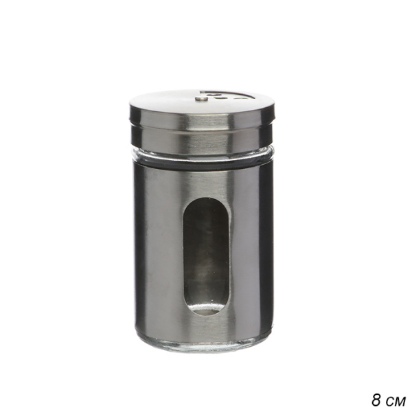 Емкость для специй 8 см с окном / L-100-15 /уп 12/144/ нерж