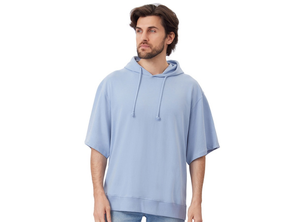 Худи оверсайз с коротким рукавом «Warsaw» унисекс, Размер XL-2XL, Цвет небесно-голубой