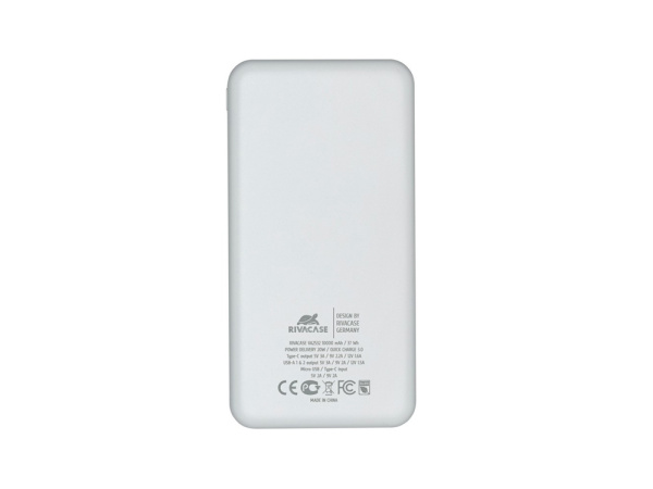 Внешний аккумулятор с быстрой зарядкой QC/PD VA2532, 10000 mAh, Цвет белый