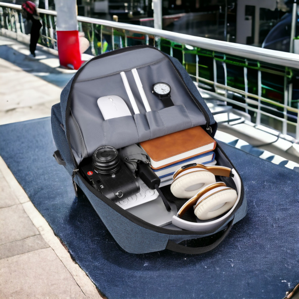 Рюкзак для ноутбука Skinny 15.6 Blue MBP-1051 / USB-провод, множество карманов