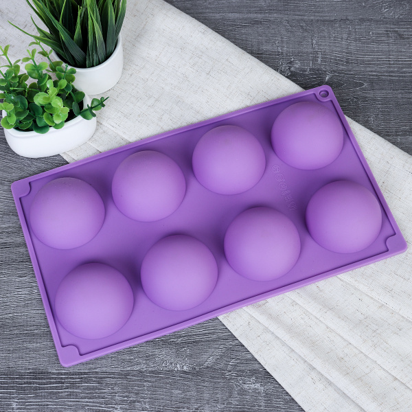 Форма для выпечки 8 ячеек силиконовая Полусфера 5,5 см / HL-294 / уп 200/ 0,1/ 28*16,3*2,8см