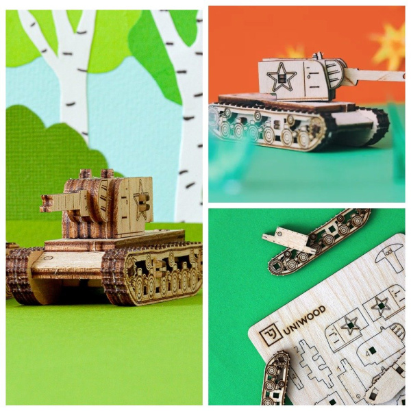 Деревянный конструктор Танк КВ-2 UNIWOOD