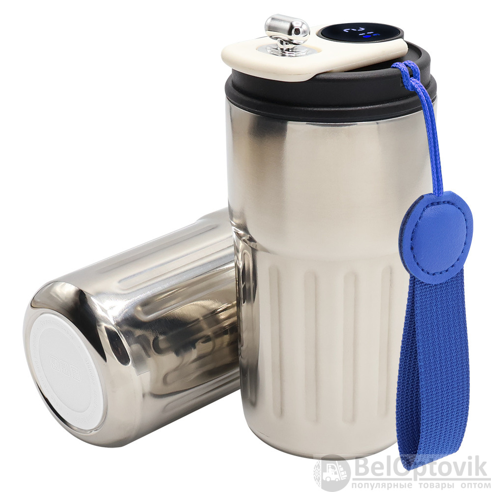 Термокружка Ashly To Go, серебристая/темно-синяя/белая