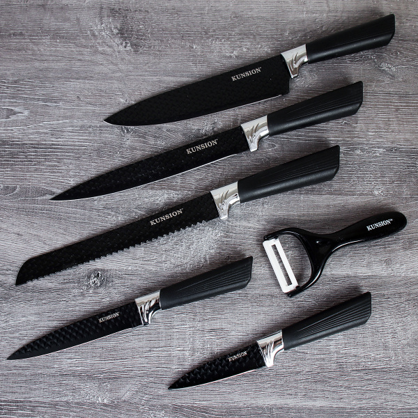 Набор кухонных ножей 6 предметов / WD-104 /уп 24/овощечистка в комплекте