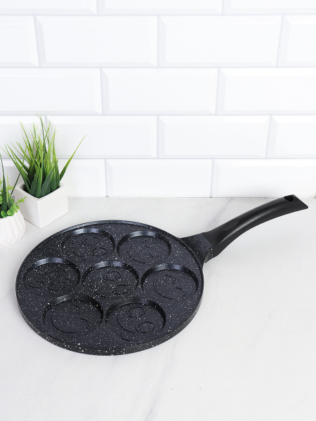 Сковорода блинная 24 см для панкейков Смайлик / KL-524 /уп 24/ 0,54