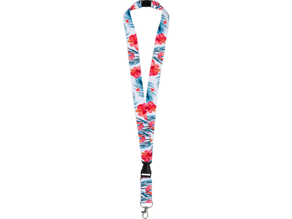 Ланъярд под сублимацию с карабином, межуровневым замком и замком обрыва, 2,5 см, Цвет белый