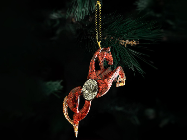 Елочная игрушка Лошадь, Цвет Гранат (красный)