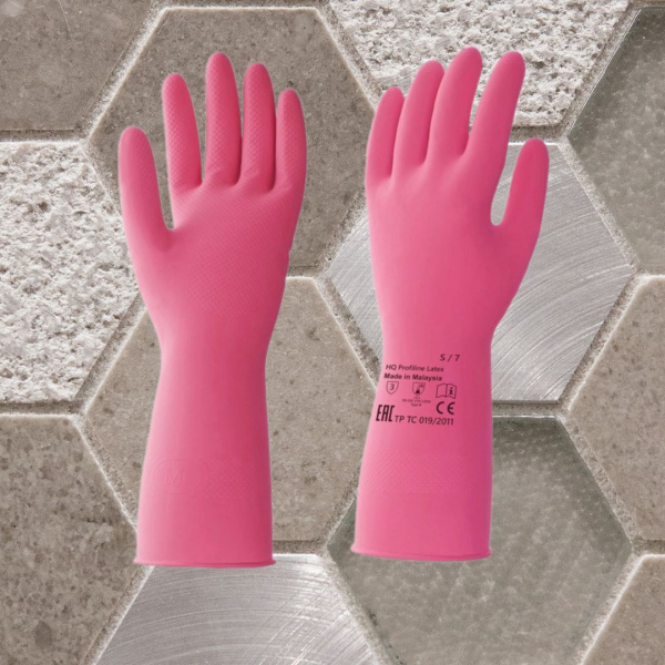 Перчатки латексные многоразовые красные р-р L HQ Profiline