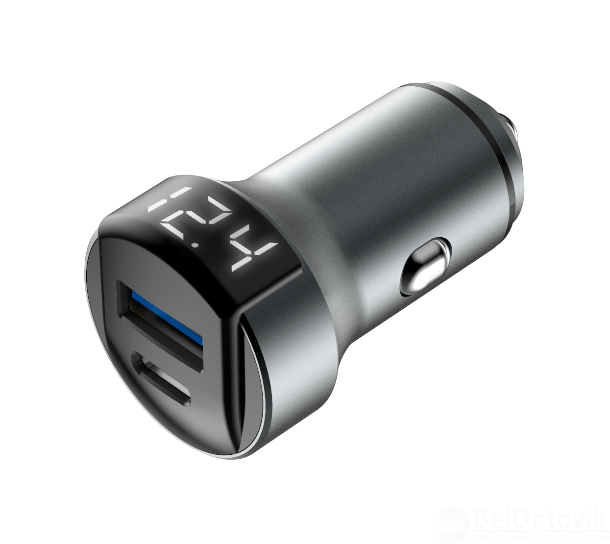 АЗУ 38W, Type-C +USB, PD, QC, gray, OLMIO