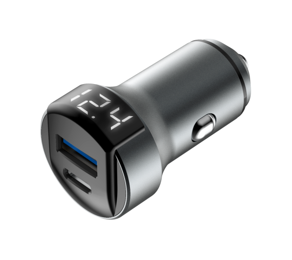 АЗУ 38W, Type-C +USB, PD, QC, gray, OLMIO