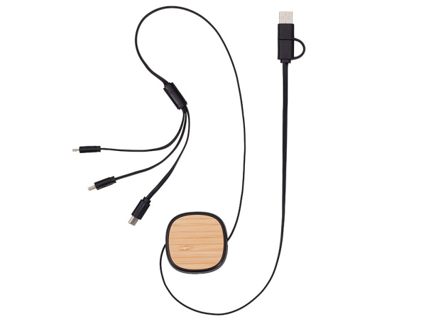 Универсальный кабель с ретрактором 3-в-1 «Retrax», Цвет черный