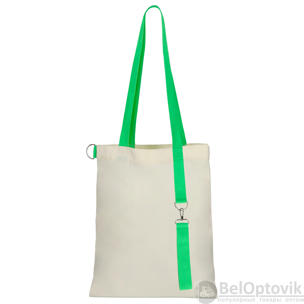 Сумка для покупок White GLOW 325 г/м² с ремувкой, зелёная