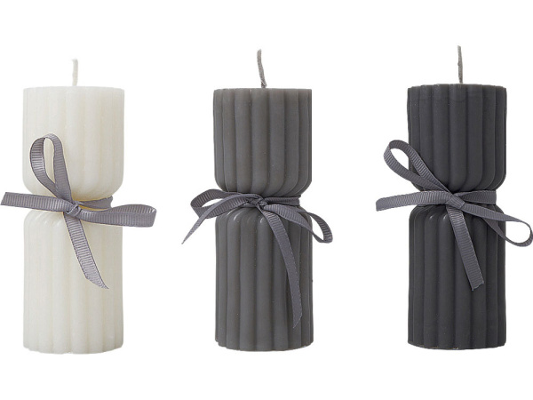 Набор свечей с гранями «Vela», Цвет темно-серый, серый, белый