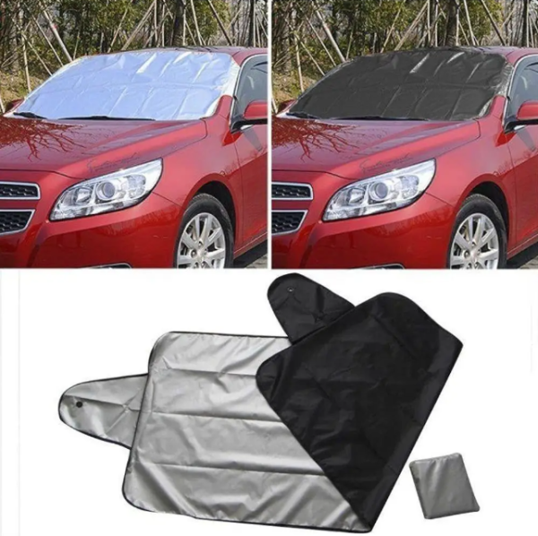 Защитный 2-сторонний чехол / накидка на магнитах на лобовое стекло Winter Windshield Cover 170 х 120 см (размер XL) (защита от снега / льда / пыли / солнца)