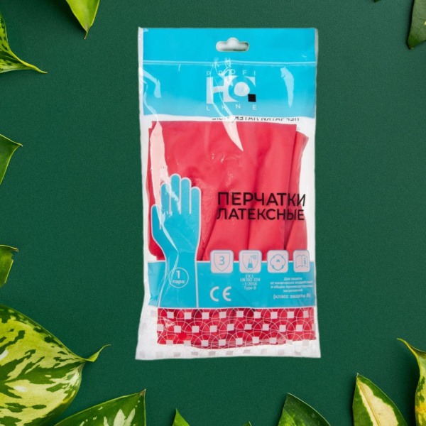 Перчатки латексные многоразовые красные р-р S HQ Profiline