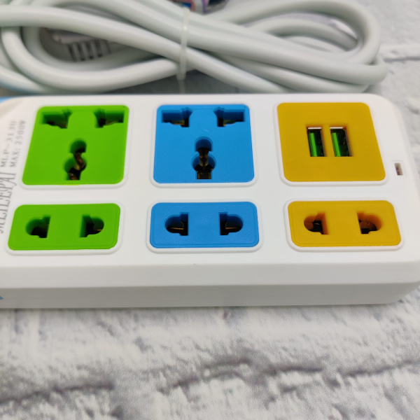 Сетевой удлинитель Евро EU-5 Power Meilepai 2USB (max 2500W)