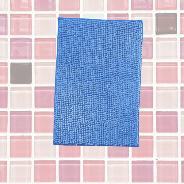 Коврик для ванной из микрофибры "Шенилл" в рулоне"40*60см синий