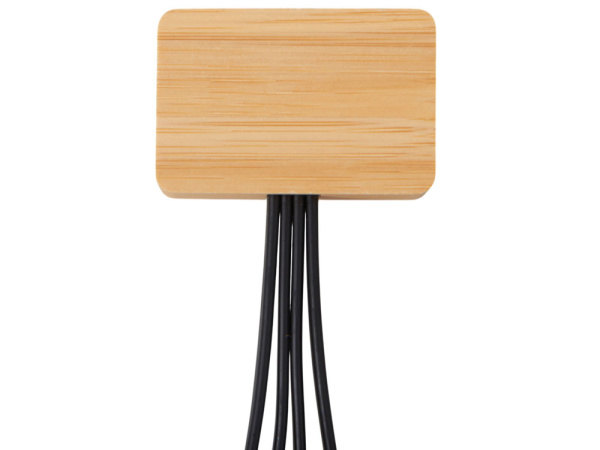 Кабель 3-в-1 с подсветкой лого «Reedia S6», Цвет черный/натуральный