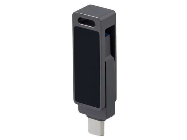 USB3.0/ Type-C флешка 2в1 на 64 ГБ «Спинлайт» с подсветкой, Цвет темно-серый