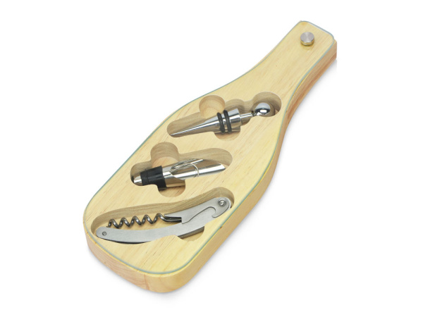 Набор аксессуаров для вина со стеклянной крышкой «Pinotage», Цвет натуральный, серебристый/черный