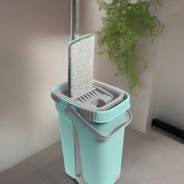 Швабра плоская + ведро с механизмом отжима + 2 насадки You'll love