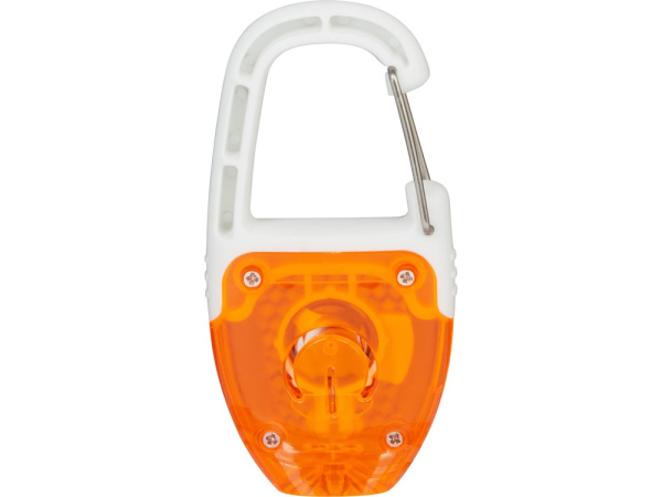 Брелок - фонарик с отражателем и карабином, Цвет оранжевый/белый