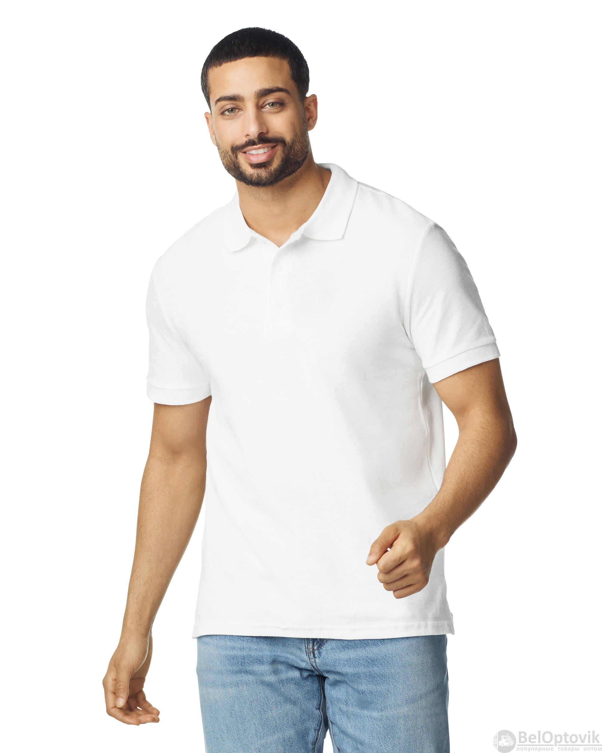Футболка поло PREMIUM COTTON ADULT DOUBLE PIQUE, БЕЛЫЙ S