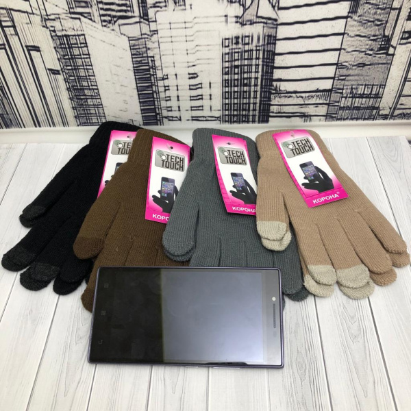 Перчатки для сенсорных экранов Tech Touch (Осень-Весна) Серый