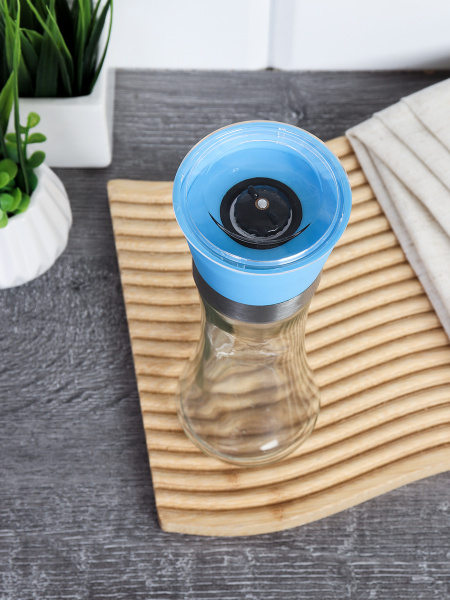 Мельница для специй и соли 19 см с крышкой/ W-457-A /уп 80/ Лазурная