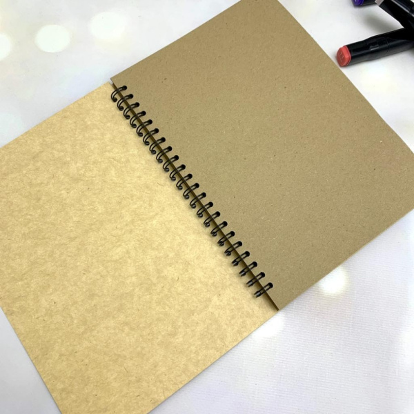 Скетчбук блокнот "Sketchbook" для рисования (А5, плотные листы, крафтовая бумага, спираль, 60 листов)