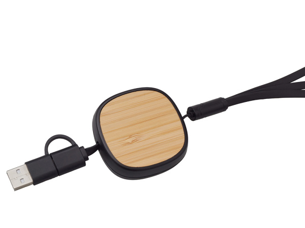 Универсальный кабель с ретрактором 3-в-1 «Retrax», Цвет черный