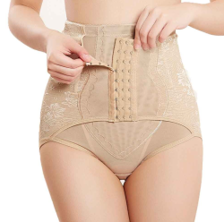 Утягивающее женское белье Hot Shapers высокие корректирующие трусики-корсет для подтяжки живота Бежевые L