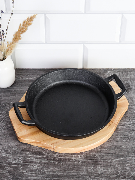 Сковорода чугунная на подставке круг 20х3,5 см / Y-20S /уп 20/