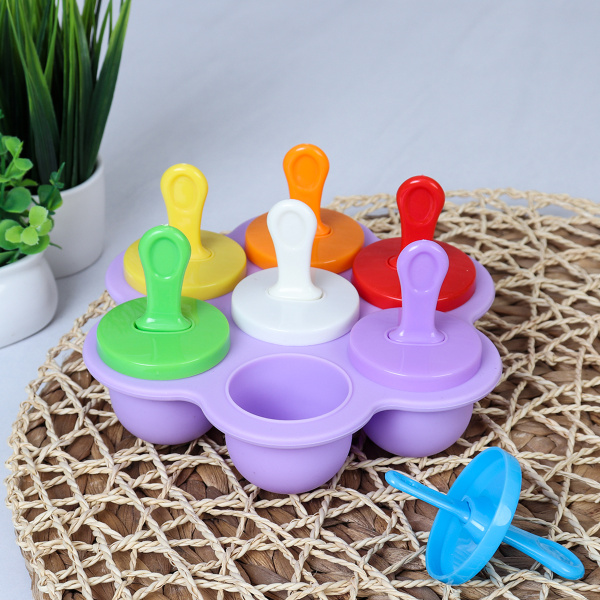 Форма для льда и мороженого 7 ячеек силиконовая / Y-725 /уп 100/ цвет микс/ ПРОМО АКЦИЯ