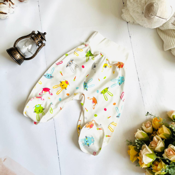 Ползунки из натурального хлопка для новорожденного Bebika (20/9-01)