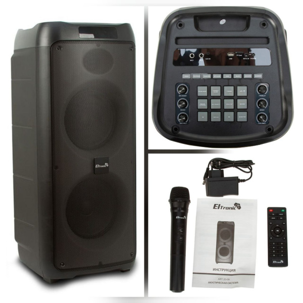 Беспроводная портативная bluetooth колонка Eltronic FIRE BOX 800 Watts арт. 20-09 с беспроводным микрофоном, LED-подсветкой и RGB светомузыкой, пультом дистанционного управления