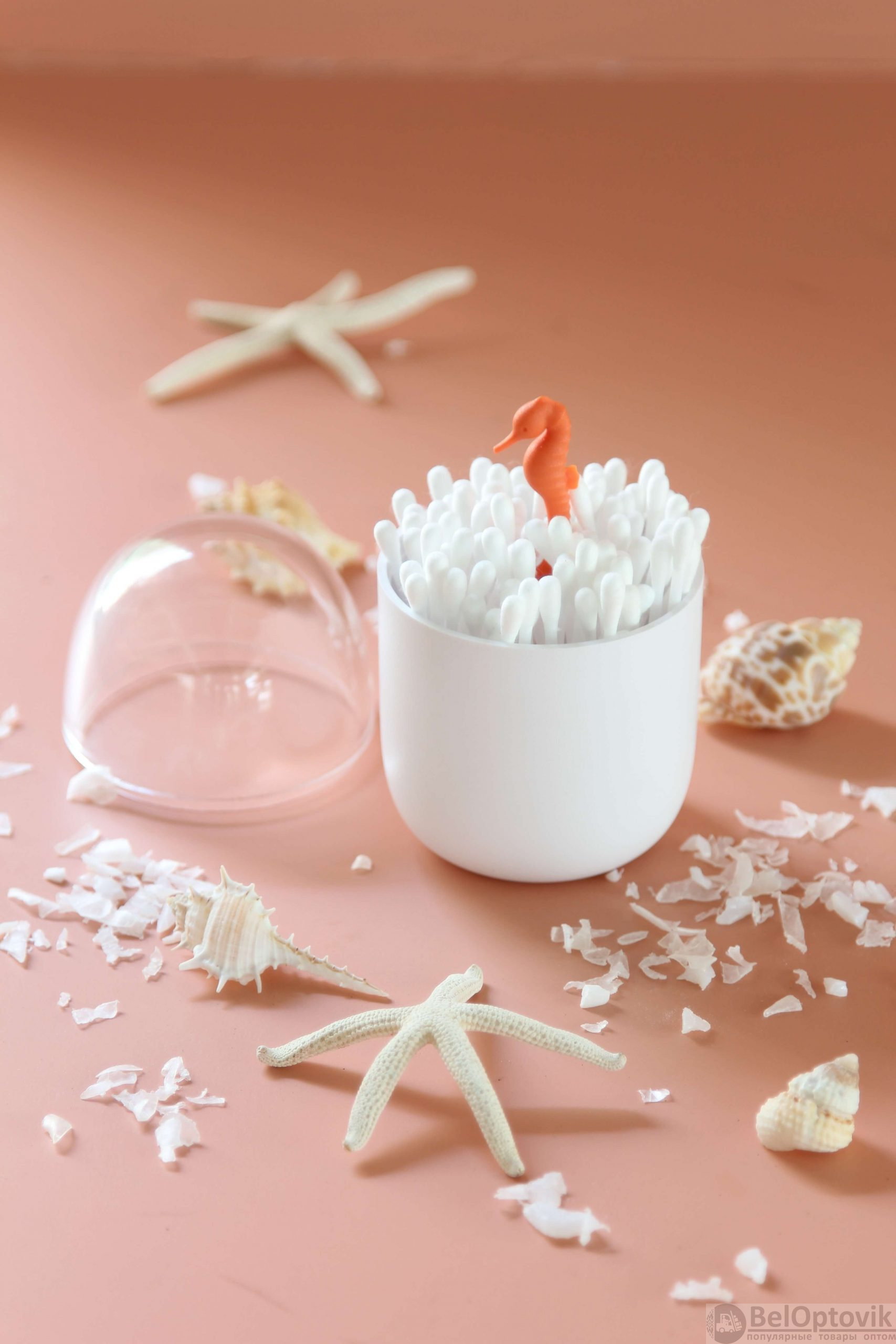 Контейнер с крышкой для ватных палочек Seahorse из переработанного пластика