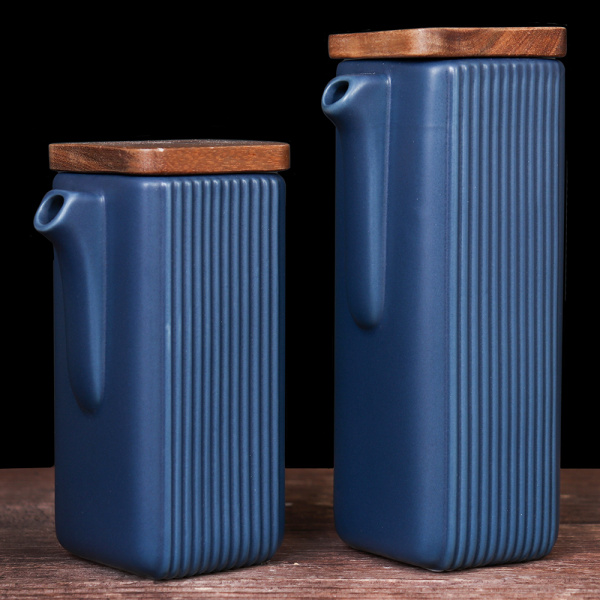 Кувшин соусник для жидких специй 2 штуки 400 мл 280 мл / I9003-blue /уп 16/ на подставке синий