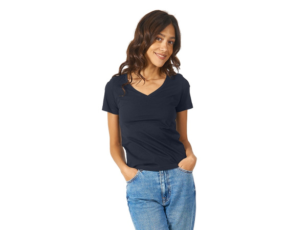 Футболка "Heavy Super Club" женская с V-образным вырезом, Размер M, Цвет темно-синий